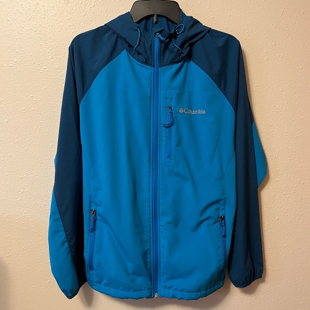 NEW Columbia - M - Blue Colorblock Full Zip Outdoor Longsleeve Hooded Jacket
